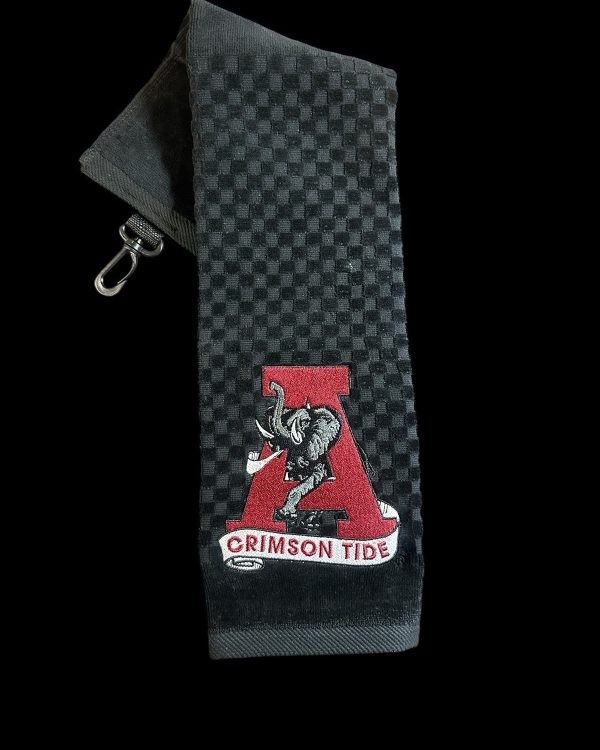 Univ of Alabama Logo Golf Towel / (6in x 22in) Cotton 50k Stitches