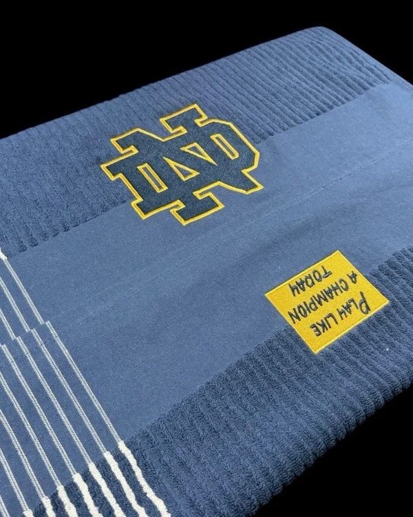 Notre Dame Caddy Towel (2 Logos) / 44in x 24in (55k Stitches) Play Like A Champ