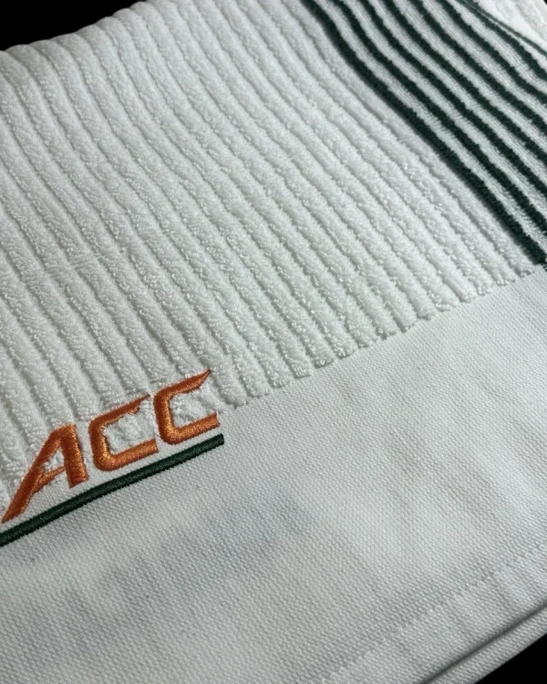 Univ of Miami Caddy Towel / 44in x 24in (37k Stitches) 2 Logos
