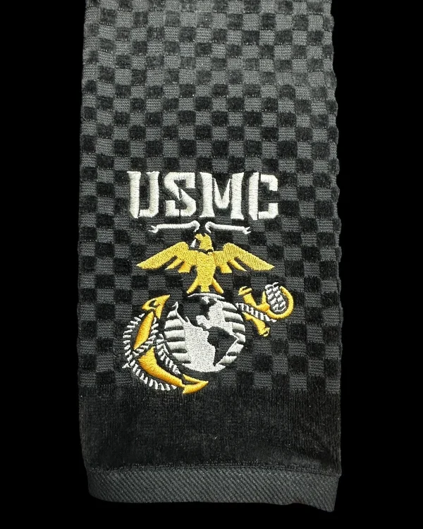 U S Marines (EGA) USMC Golf Towel (6in x 23in) 26k Stitches Cotton Towel