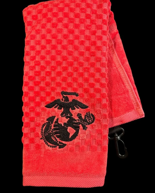 USMC Eagle Globe & Anchor (EGA) Golf Towel / (6in x 22in) Cotton 22k Stitches