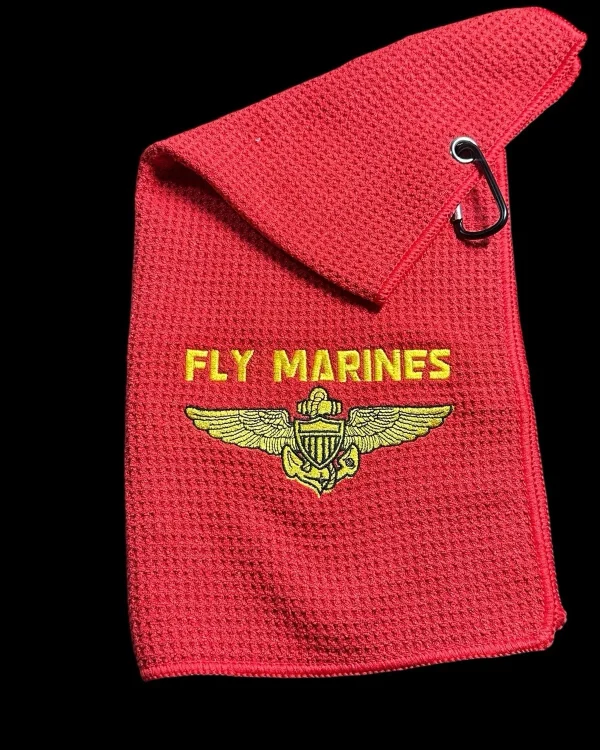 FLY MARINES USMC (5in Logo) Golf Towel (27k Stitches)