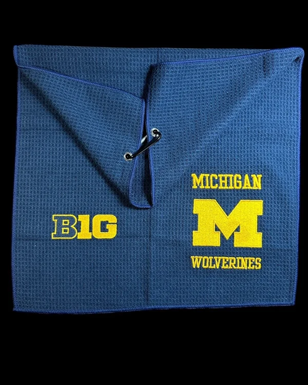 University of Michigan Logo Golf Towel (8in x 25in) 42k Stitches (2 sides)