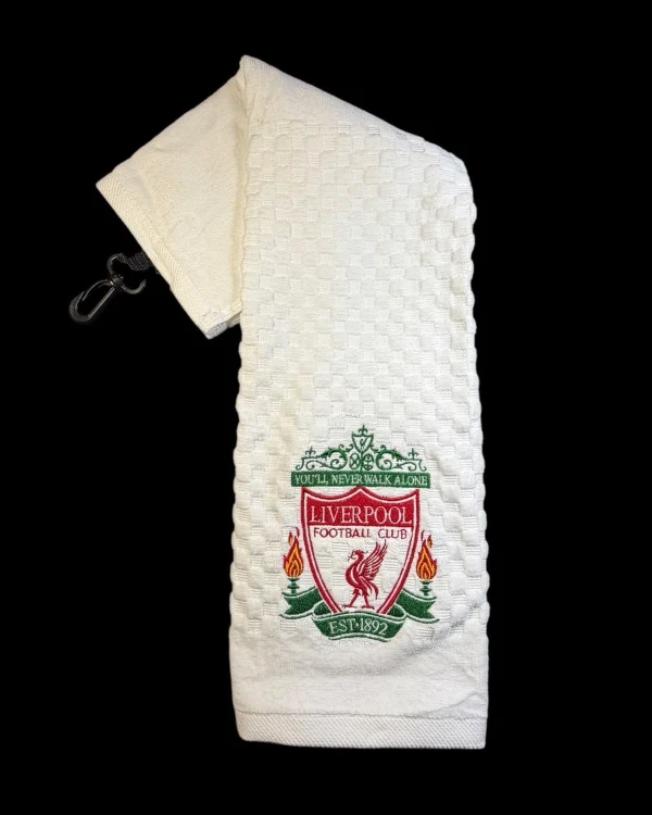 Liver-pool Golf Towel (6in X 23in) (43k Stitches) White Cotton