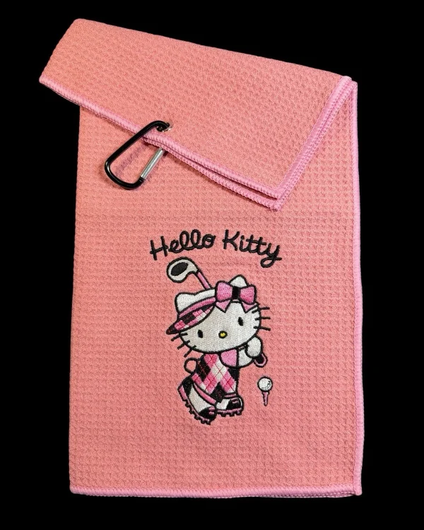 Hello Kitty (Custom Golf Logo) Golf Towel (8in x 16in) 40k Stitches